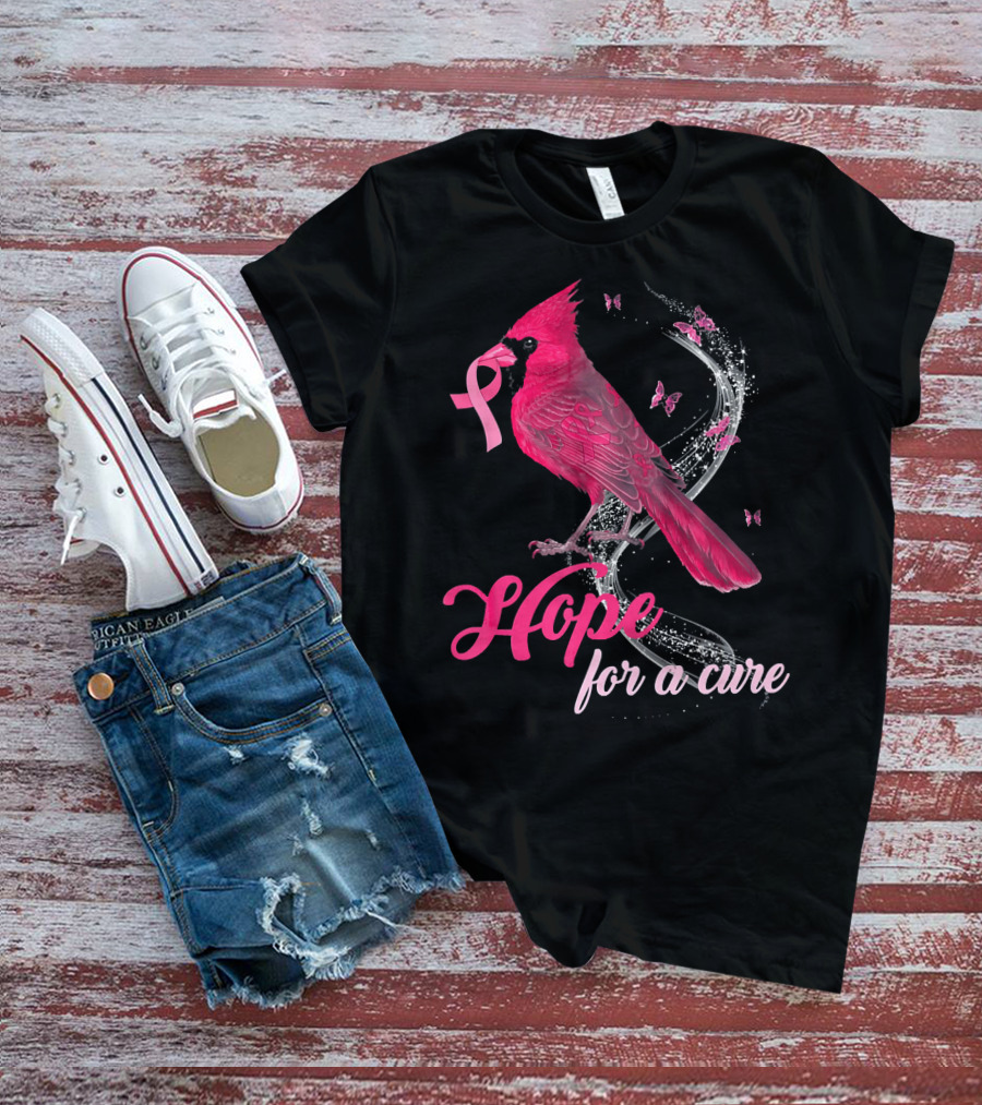 Hope For A Cure Breast Cancer Cardinal Bird T-Shirt