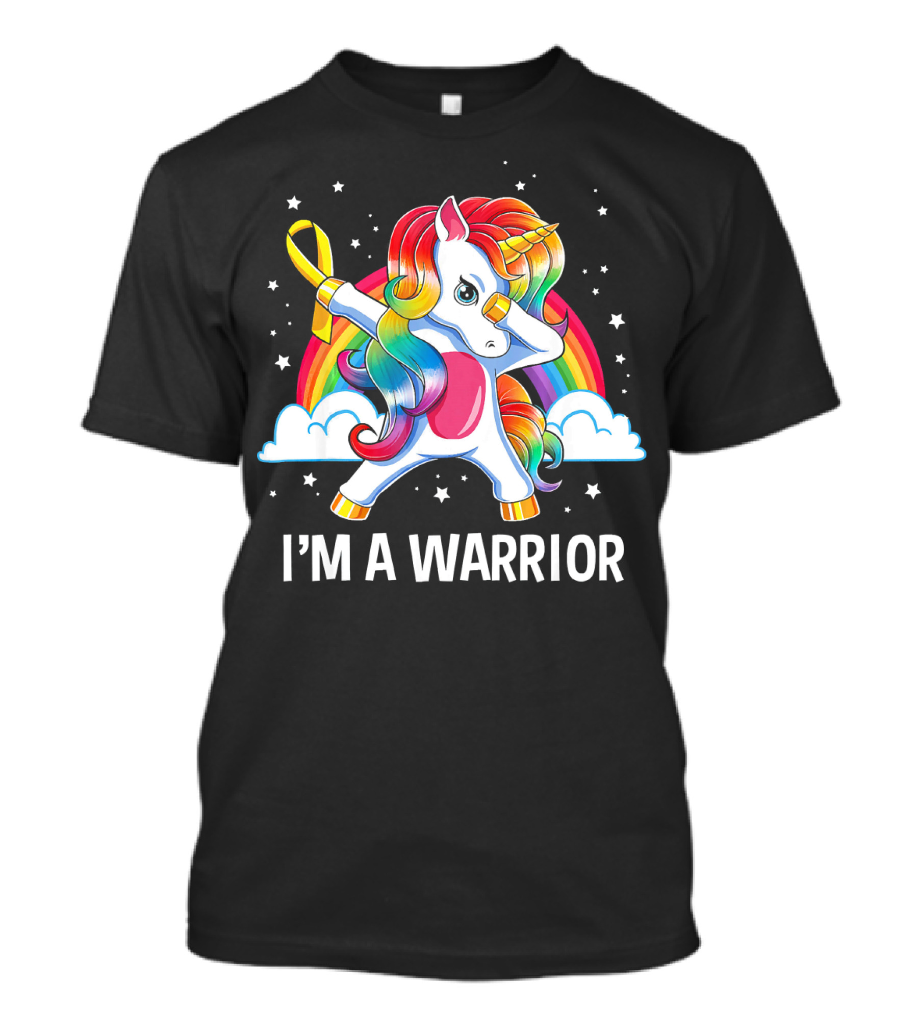 Unicorn I'm A Warrior Childhood Cancer Awareness Rainbow T-Shirt