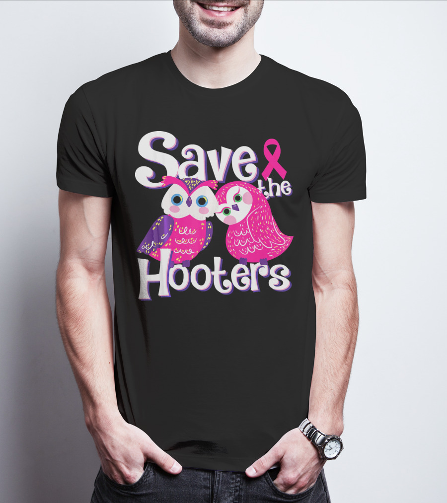 Save The Hooters Breast Cancer Awareness Owls And Pink T-Shirt
