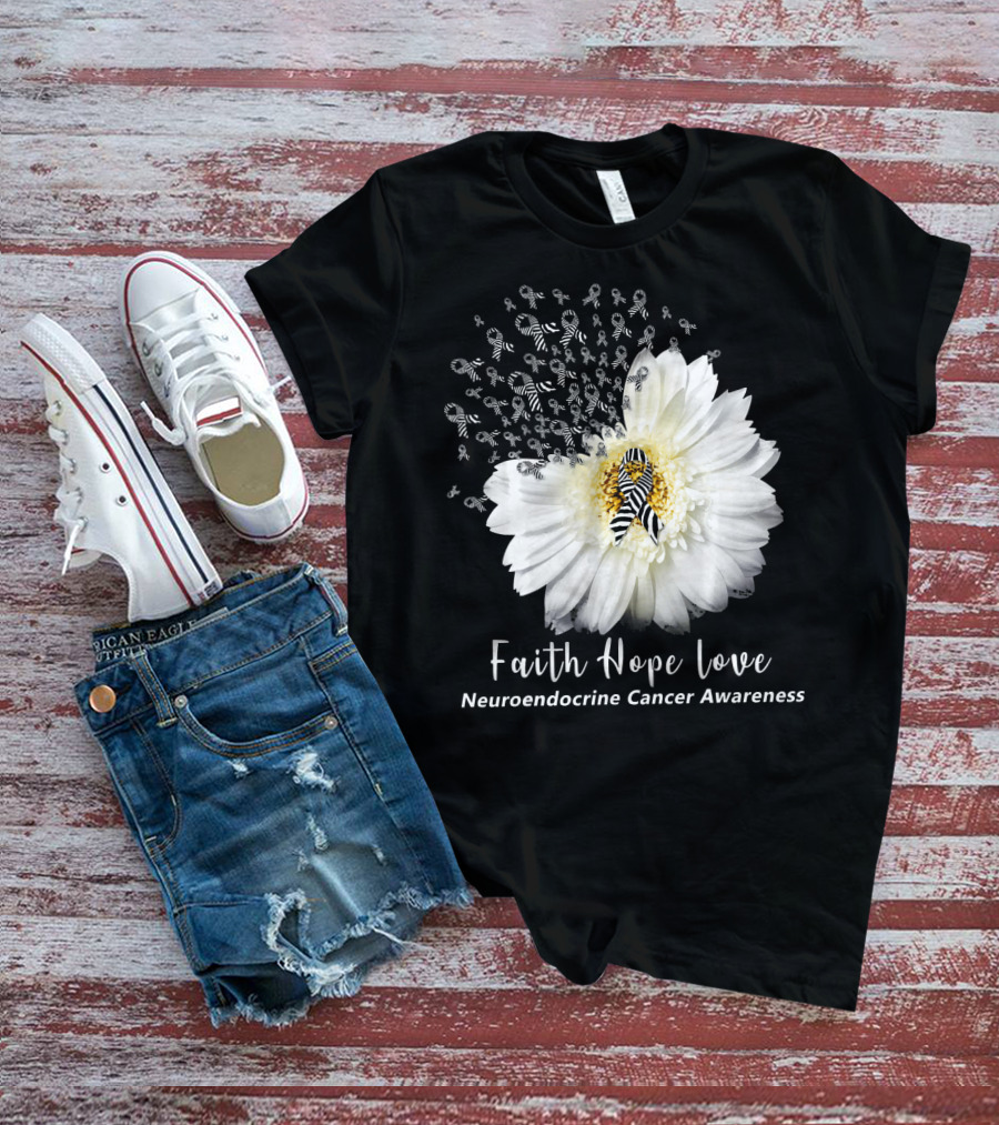 Faith Hope Love Neuroendocrine Cancer Awareness Daisy T-Shirt