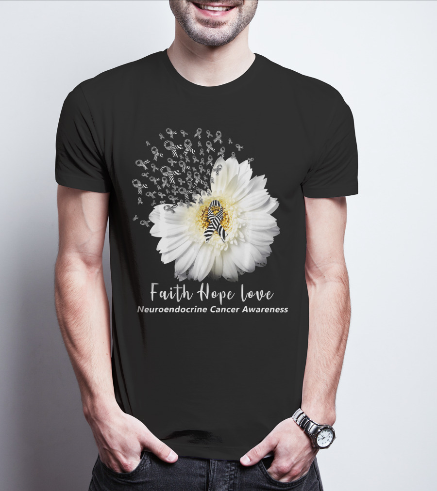 Faith Hope Love Neuroendocrine Cancer Awareness Daisy T-Shirt