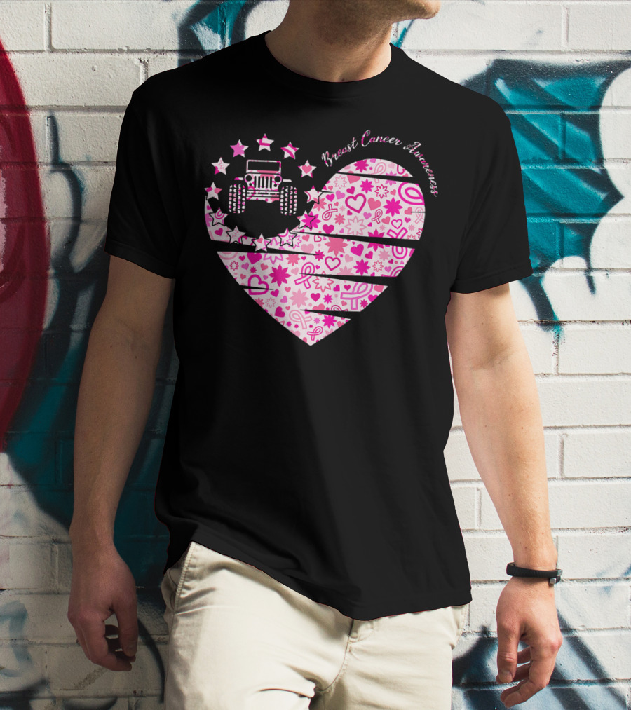 Breast Cancer Awareness Jeep Heart T-Shirt