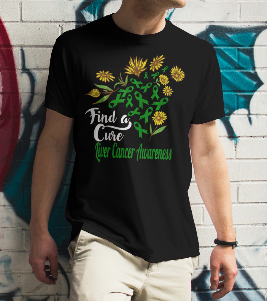 Find A Cure Liver Cancer Awareness Sunflower Ribbons T-Shirt