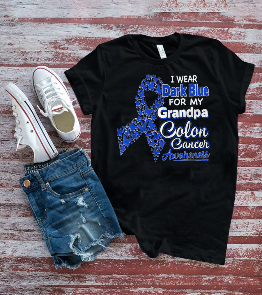 I Wear Dark Blue For My Grandpa Colon Cancer Awareness T-Shirt
