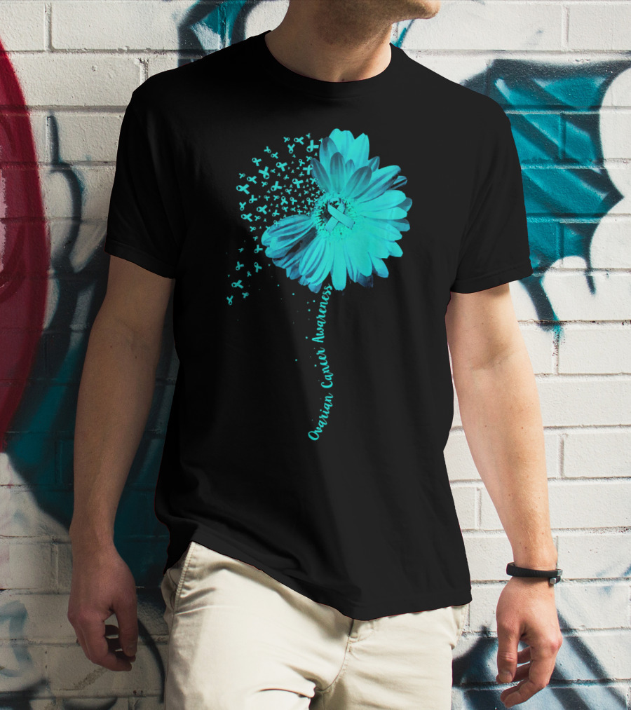 Ovarian Cancer Awareness Sunflower Ribbon Blossoms T-Shirt
