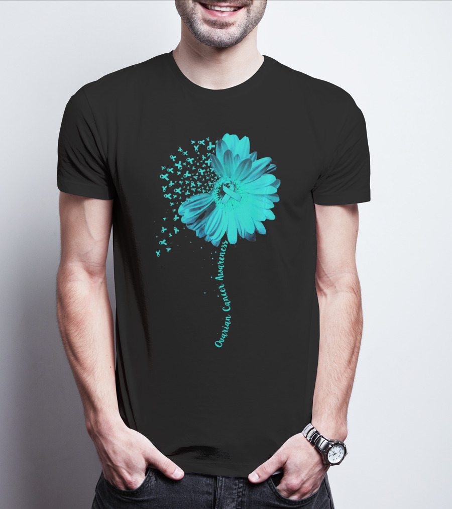 Ovarian Cancer Awareness Sunflower Ribbon Blossoms T-Shirt