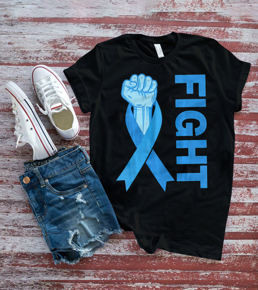 Fight Support Colon Cancer Awareness Rib Symbol Fist T-Shirt