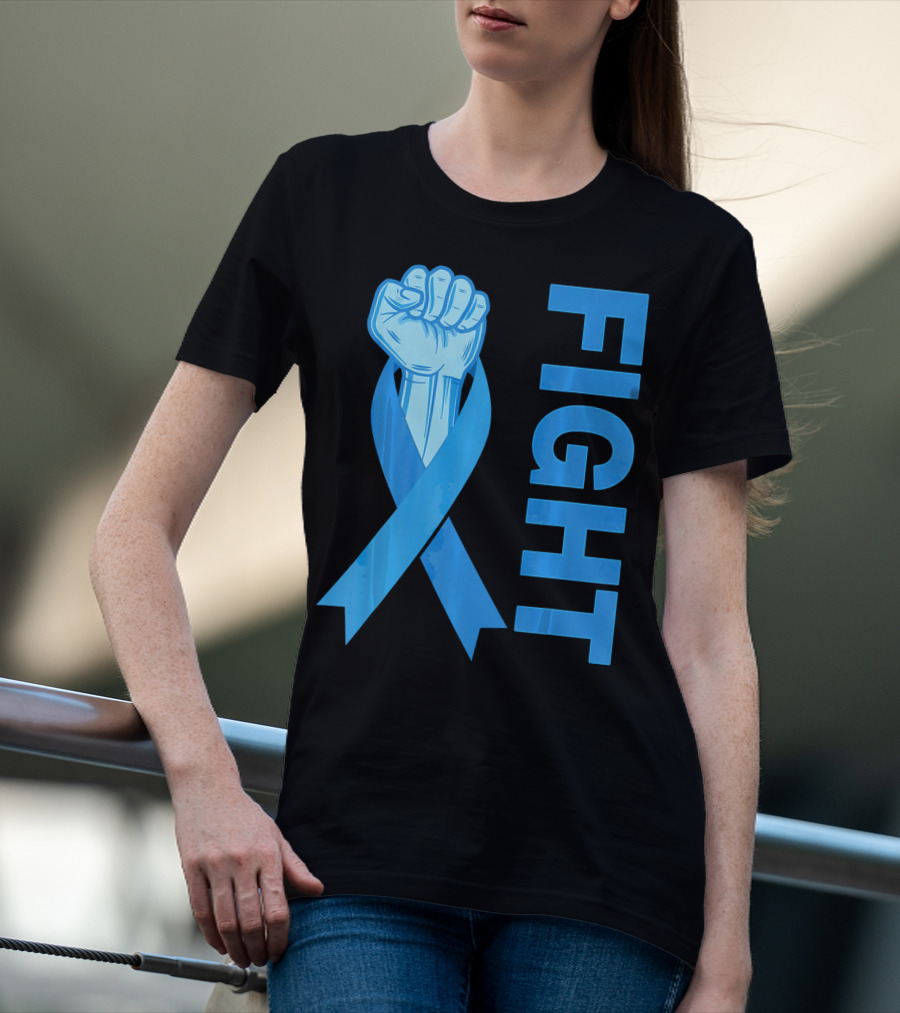 Fight Support Colon Cancer Awareness Rib Symbol Fist T-Shirt