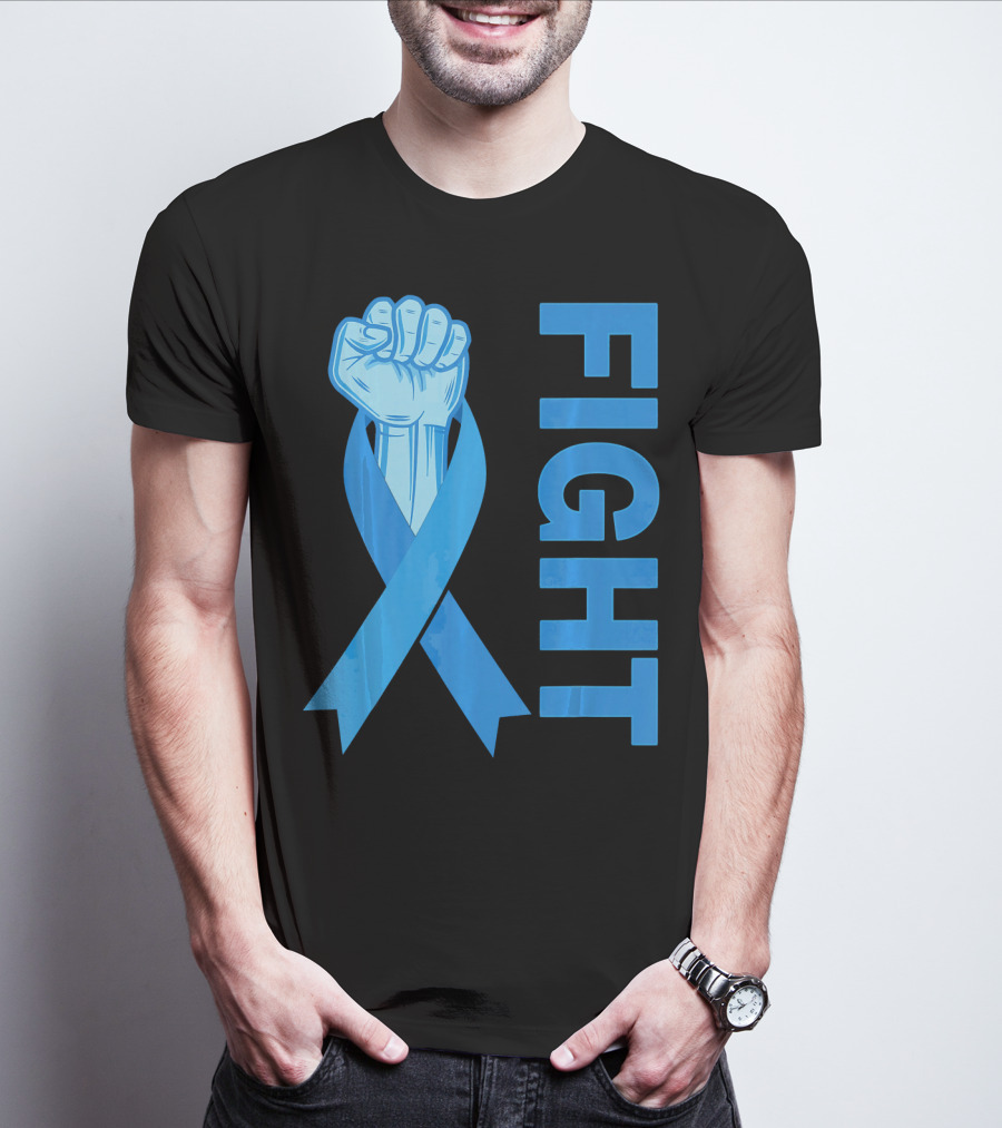 Fight Support Colon Cancer Awareness Rib Symbol Fist T-Shirt