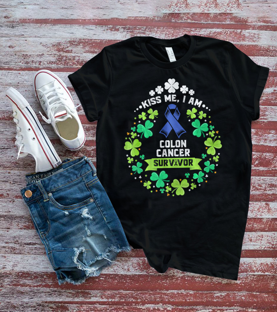Kiss Me I Am Colon Cancer Survivor St. Patrick's Day Awareness T-Shirt