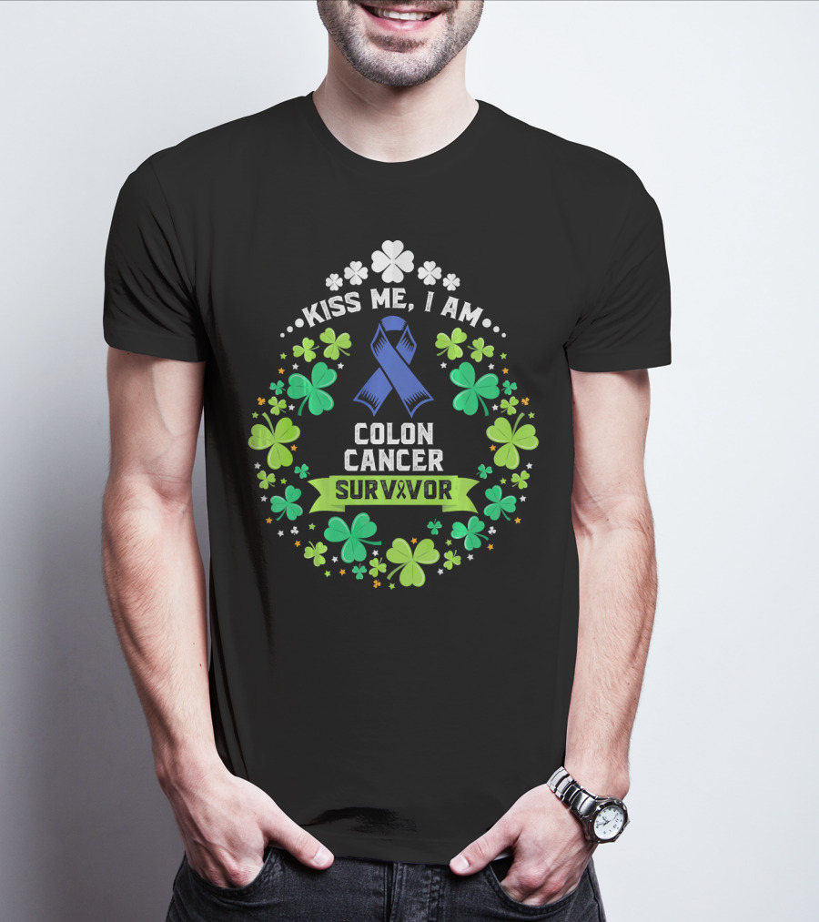 Kiss Me I Am Colon Cancer Survivor St. Patrick's Day Awareness T-Shirt