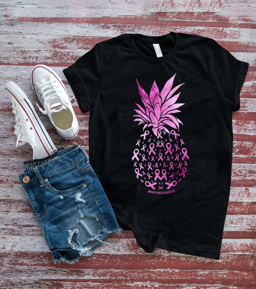 Be A Pineapple Stand Tall Breast Cancer Awareness Pink Ribbons T-Shirt