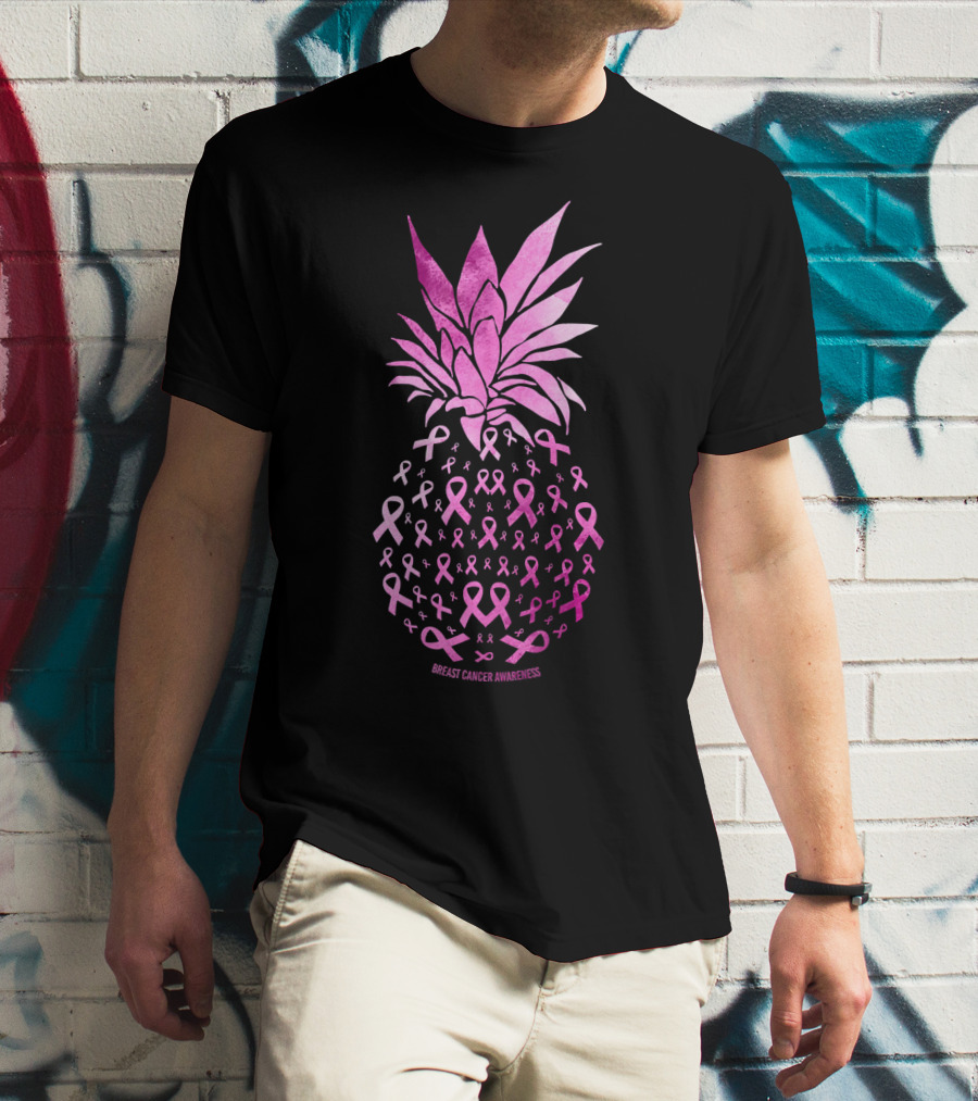 Be A Pineapple Stand Tall Breast Cancer Awareness Pink Ribbons T-Shirt