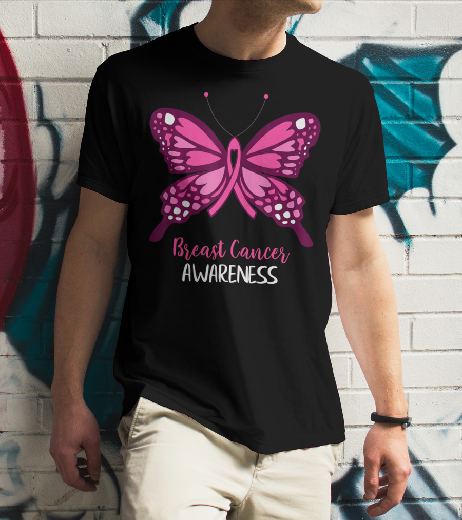 Breast Cancer Awareness Pink Butterfly T-Shirt