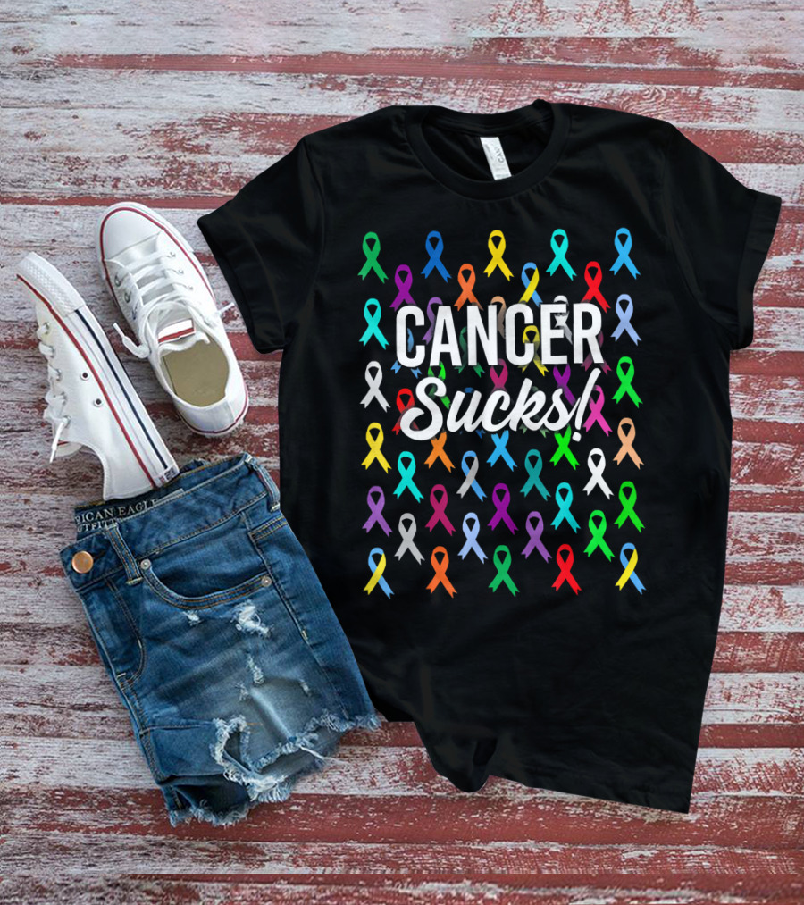 Cancer Sucks Survivor Warrior Ribbon Awareness T-Shirt