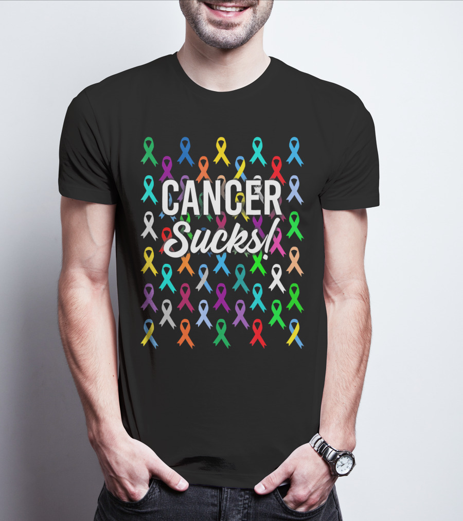 Cancer Sucks Survivor Warrior Ribbon Awareness T-Shirt