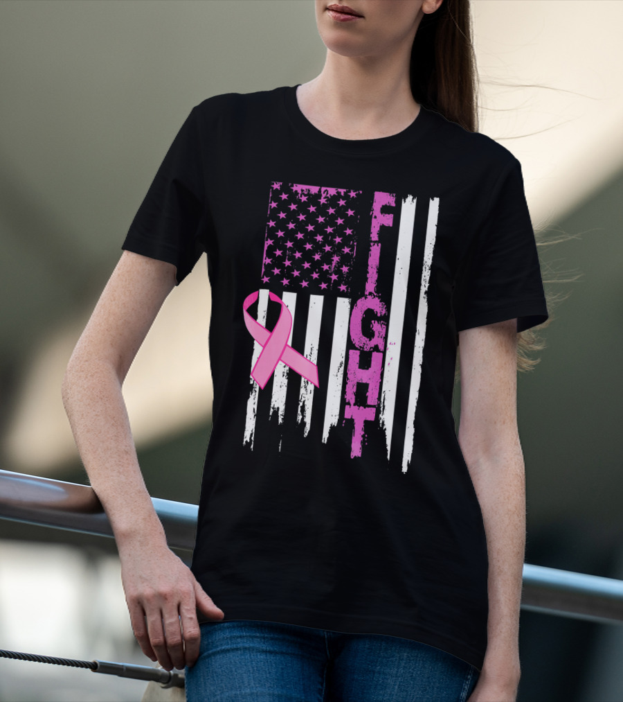 Fight Pink Ribbon Relay For Life Day Flag T-Shirt