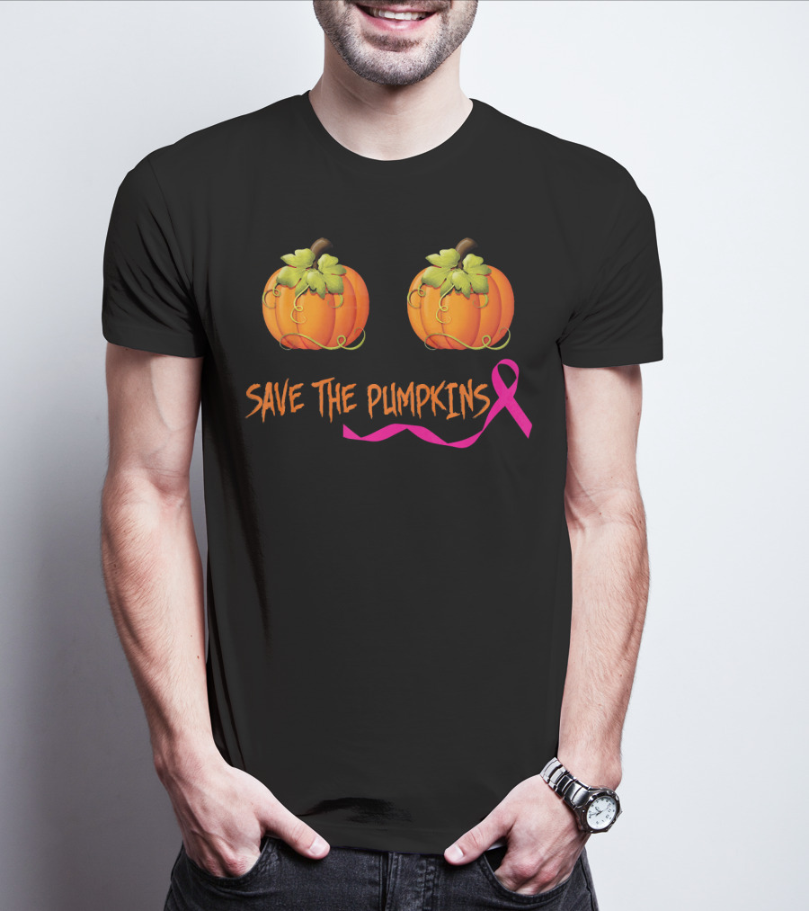 Save The Pumpkins Support Breast Cancer Awareness Pink T-Shirt