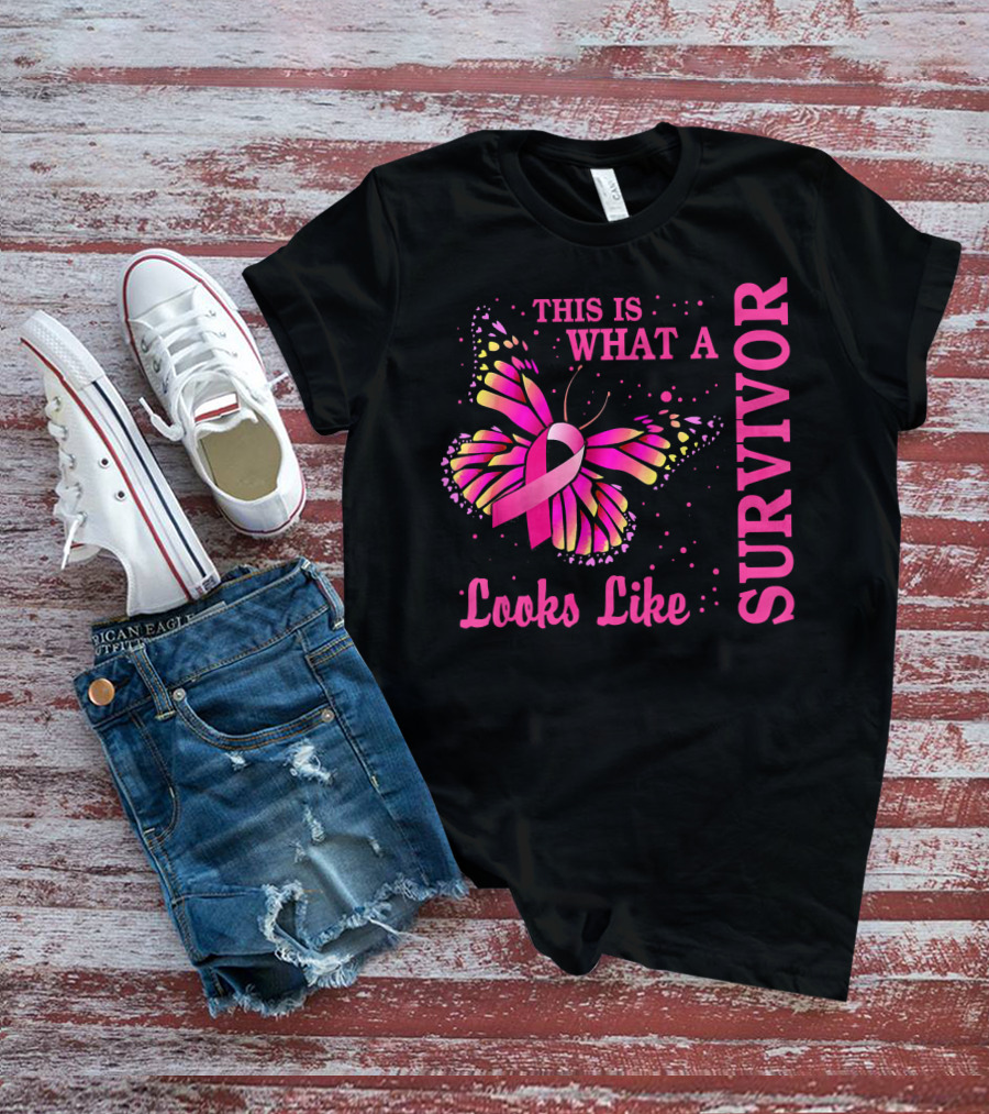 This Is What A Survivor Looks Like Brea Butterfly Pink T-Shirt