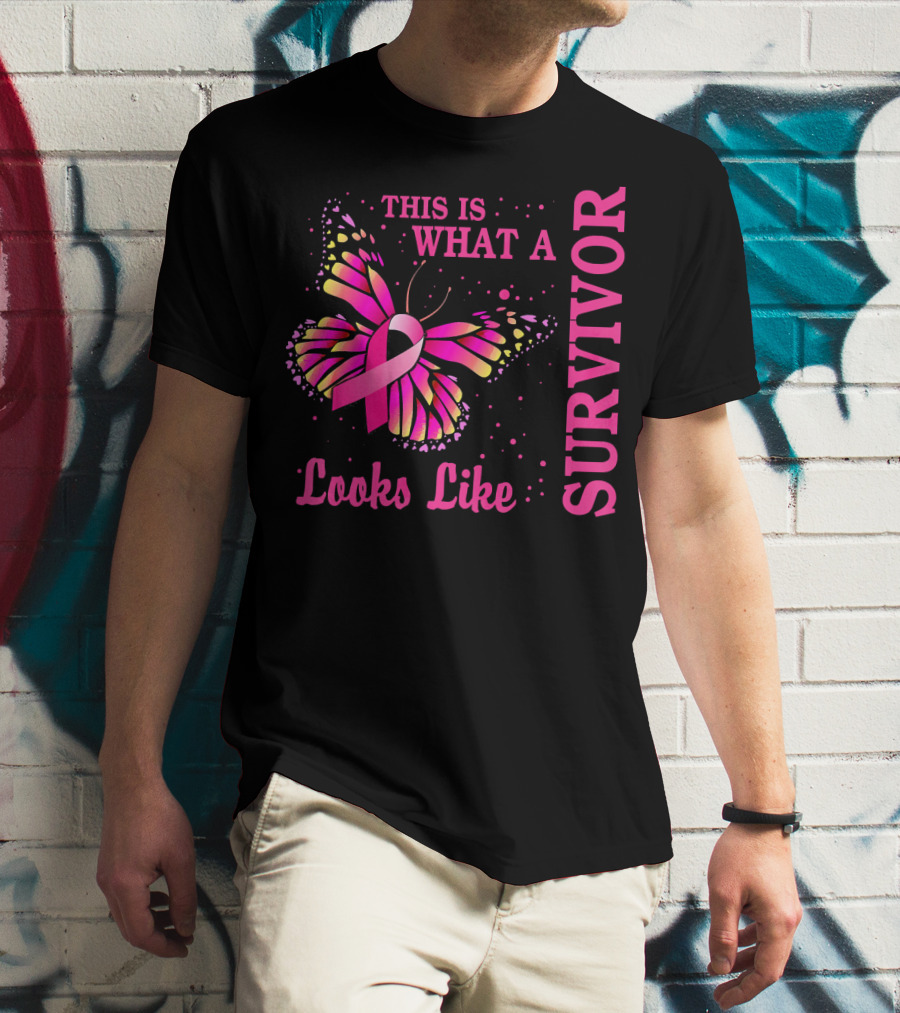 This Is What A Survivor Looks Like Brea Butterfly Pink T-Shirt