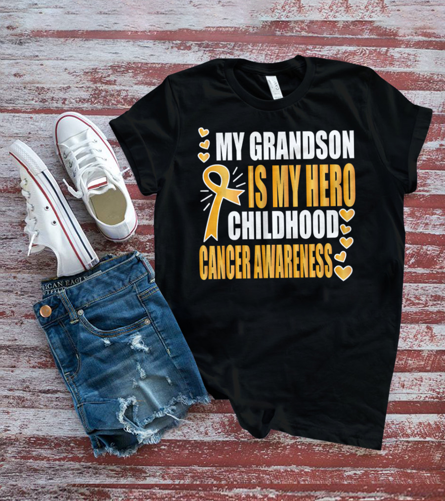 My Grandson Is My Hero Childhood Cancer Awareness T-Shirt
