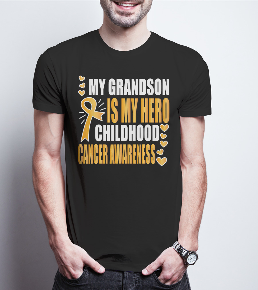 My Grandson Is My Hero Childhood Cancer Awareness T-Shirt