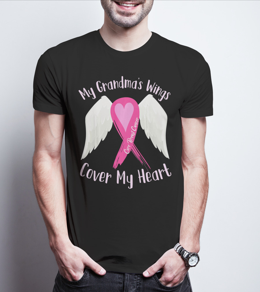 My Grandma's Wings Cure Breast Cancer Cover My Heart T-Shirt