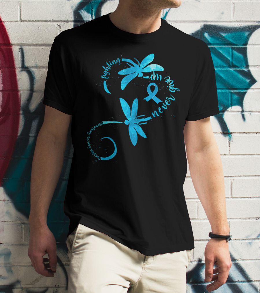Fighting Never Give Up Ovarian Cancer Awareness Dragonfly T-Shirt
