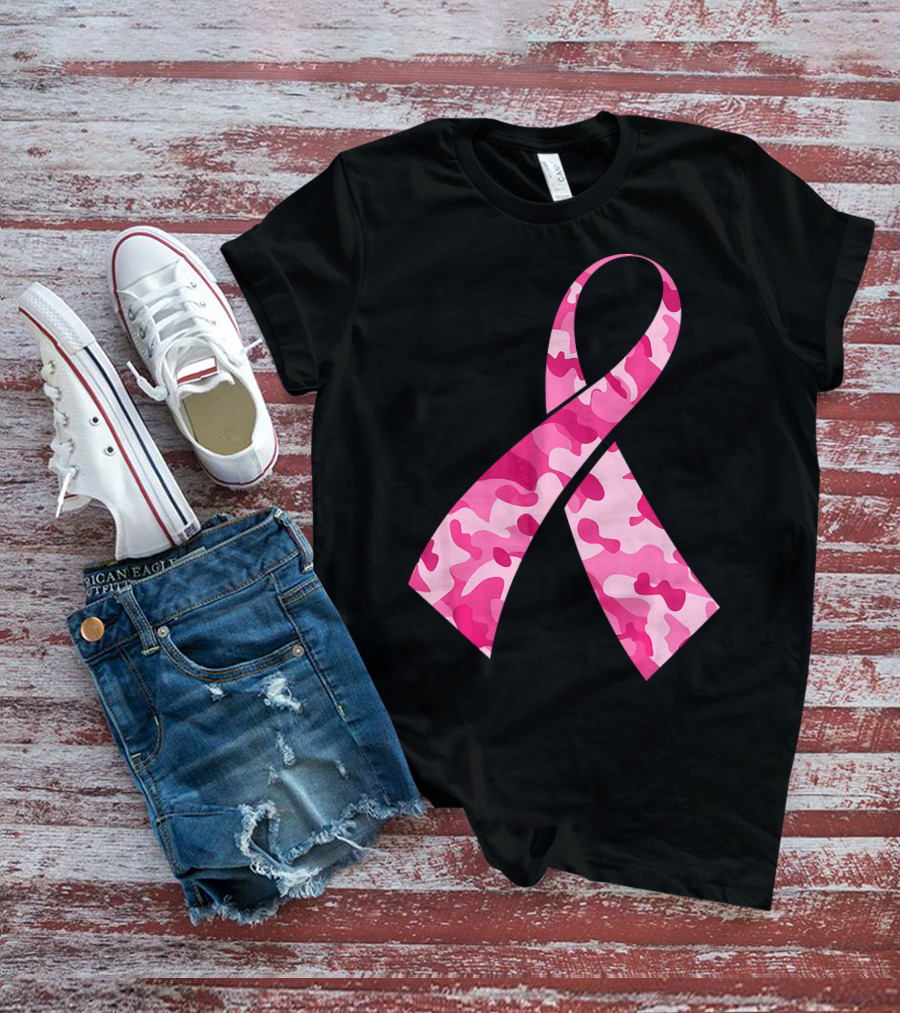 Pink Camouflage Ribbon Breast Cancer Awareness Month T-Shirt