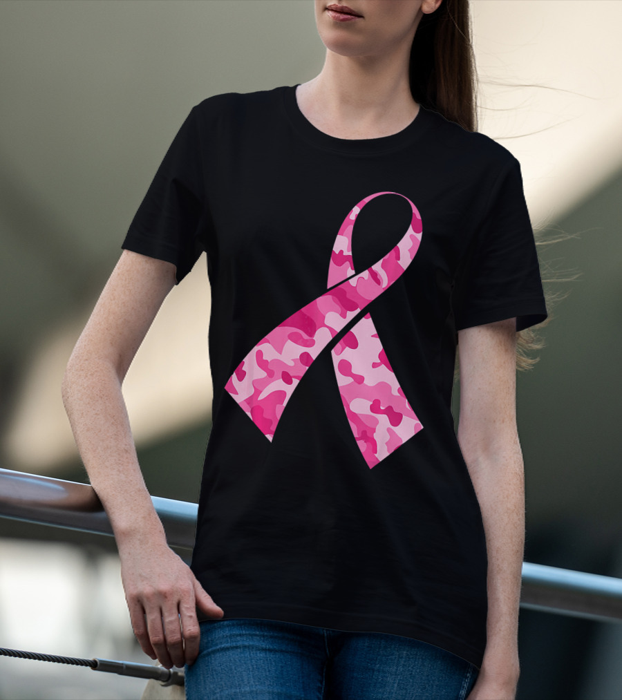 Pink Camouflage Ribbon Breast Cancer Awareness Month T-Shirt