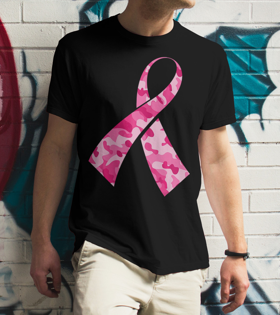Pink Camouflage Ribbon Breast Cancer Awareness Month T-Shirt