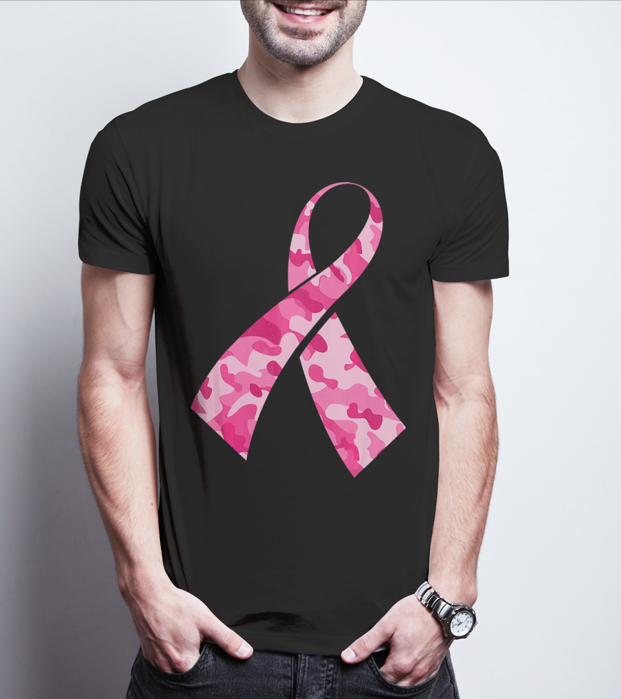 Pink Camouflage Ribbon Breast Cancer Awareness Month T-Shirt