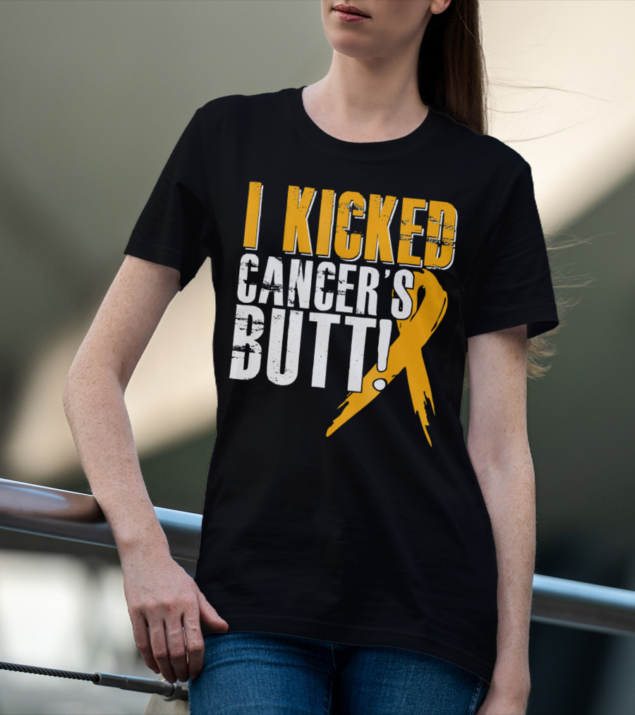 I Kicked Cancer's Butt Childhood Cancer Awareness Survivor T-Shirt
