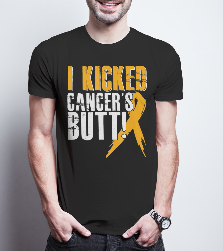 I Kicked Cancer's Butt Childhood Cancer Awareness Survivor T-Shirt