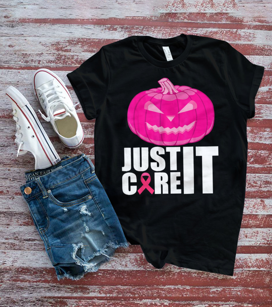 Just Cure It Pink Pumpkin Breast Cancer Awareness T-Shirt