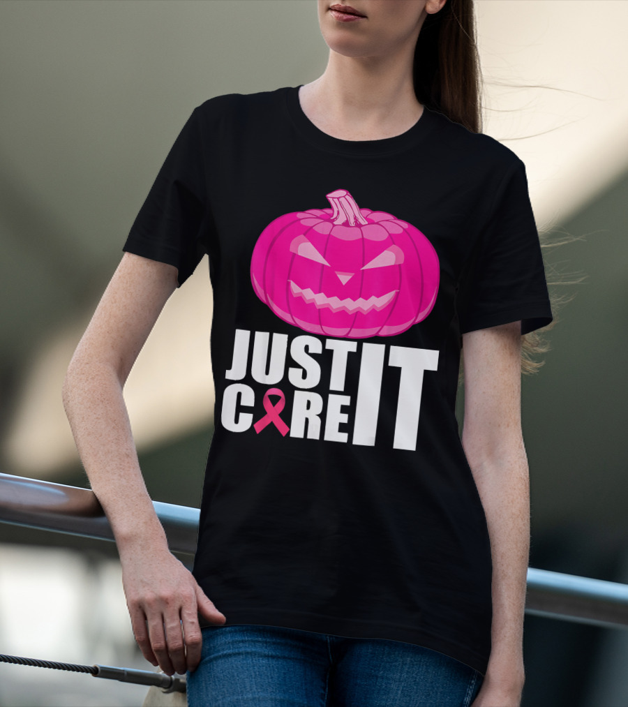 Just Cure It Pink Pumpkin Breast Cancer Awareness T-Shirt