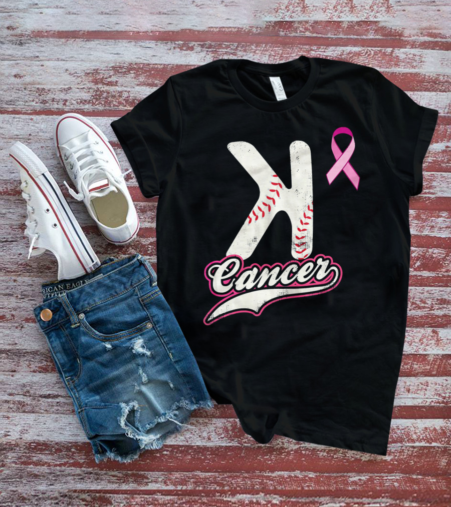 StriKe Out Cancer Baseball Pink Ribbon Support T-Shirt