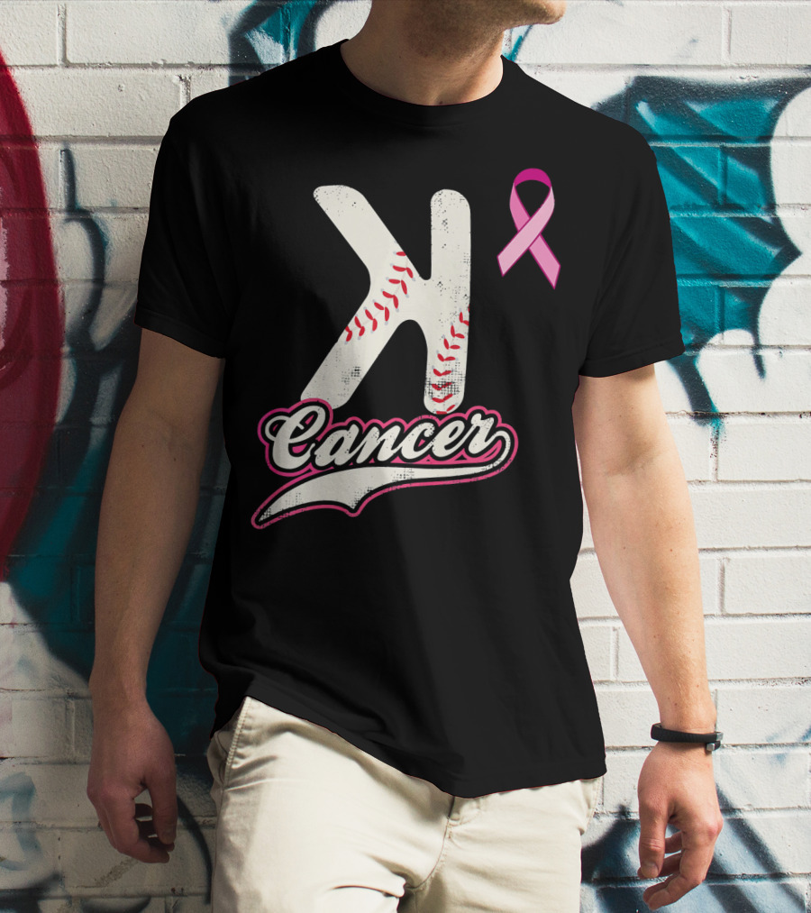 StriKe Out Cancer Baseball Pink Ribbon Support T-Shirt