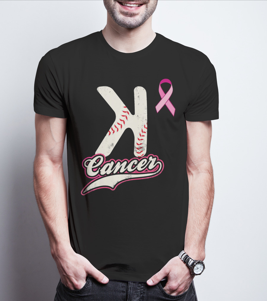 StriKe Out Cancer Baseball Pink Ribbon Support T-Shirt