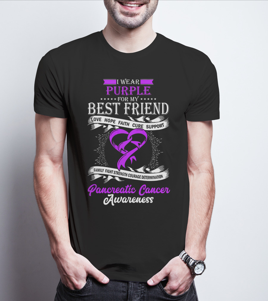 I Wear Purple For My Best Friend Pancreatic Cancer Awareness T-Shirt