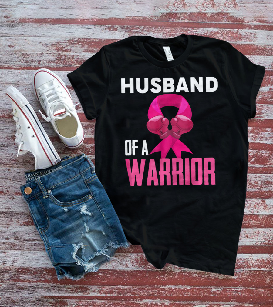 Husband Of A Warrior Breast Cancer Awareness Boxing Gloves T-Shirt