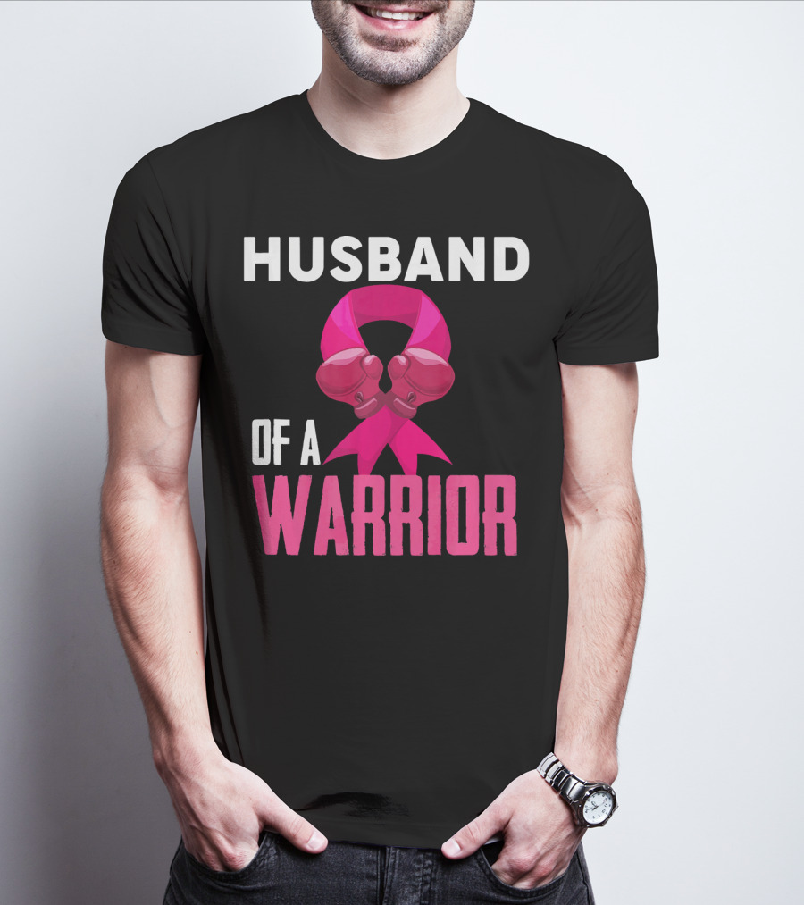 Husband Of A Warrior Breast Cancer Awareness Boxing Gloves T-Shirt