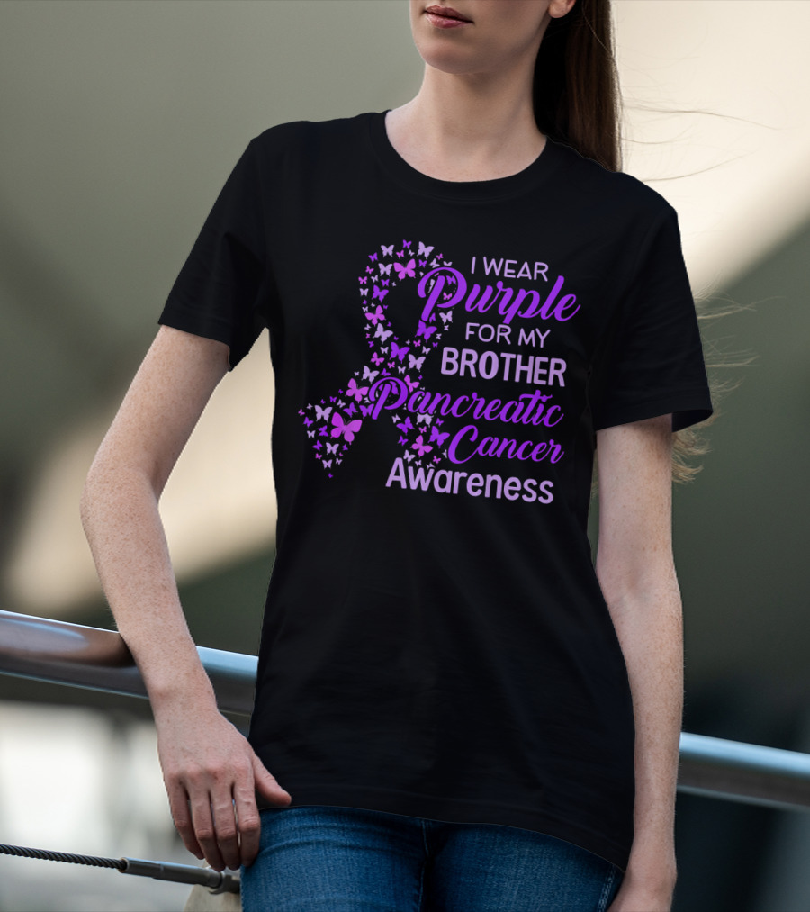 I Wear Purple For My Brother Pancreatic Cancer Awareness T-Shirt