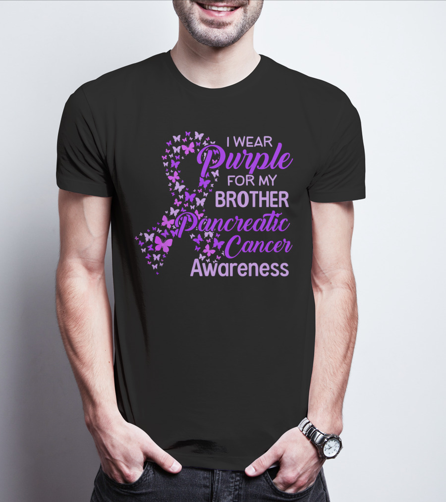 I Wear Purple For My Brother Pancreatic Cancer Awareness T-Shirt