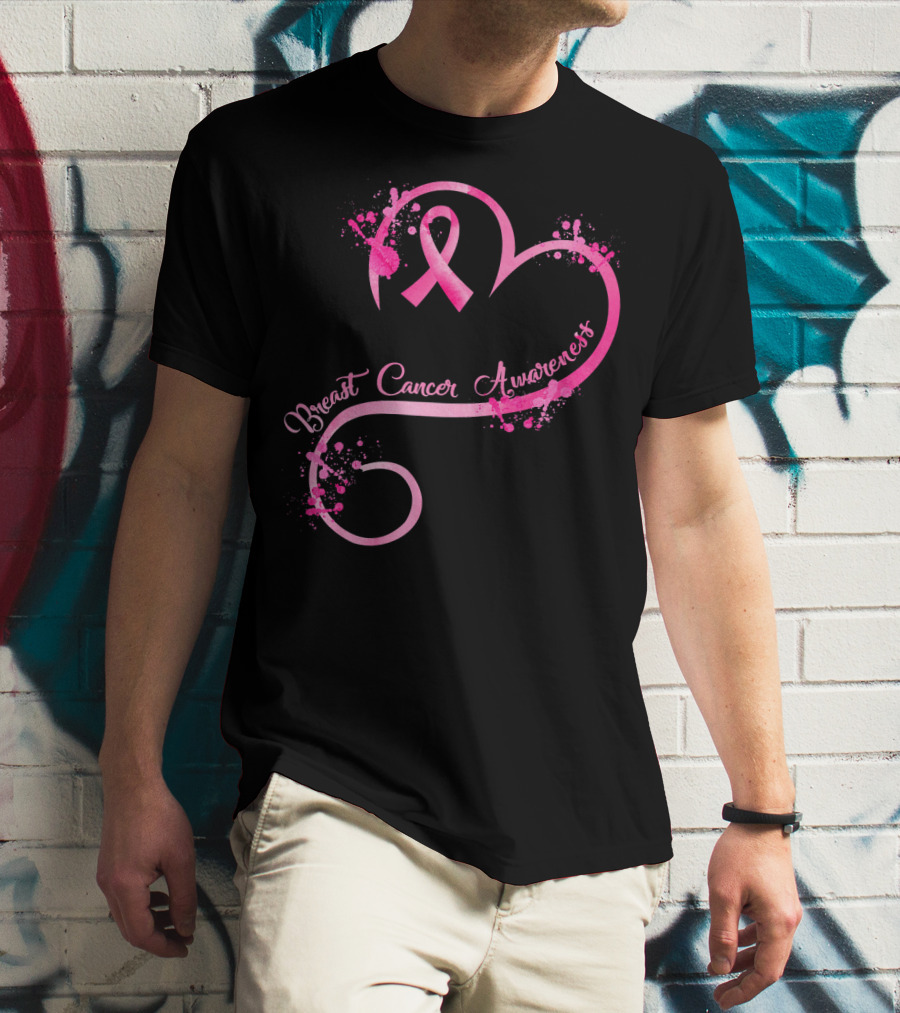 Heart Pink Ribbon Breast Cancer Awareness T-Shirt