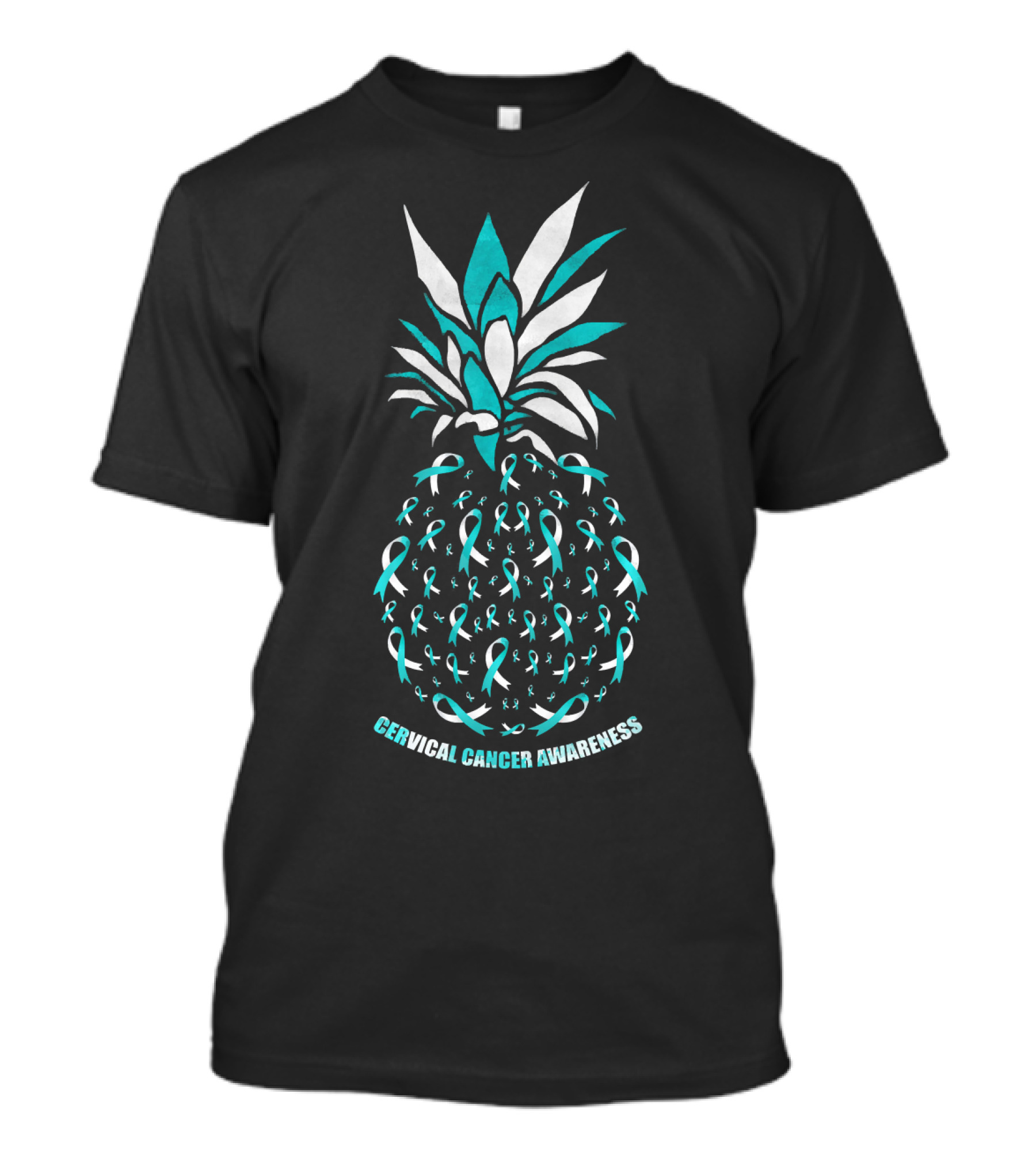Cervical Cancer Awareness Pineapple With Ribbons T-Shirt