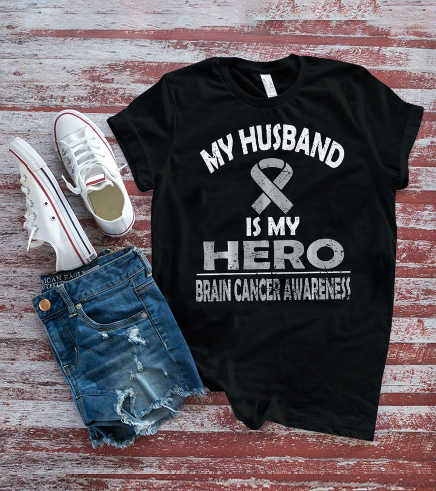 MY HUSBAND IS MY HERO BRAIN CANCER AWARENESS T-Shirt