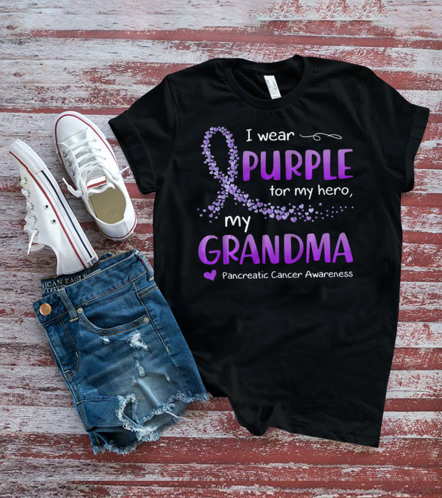 I Wear Purple For My Hero My Grandma Pancreatic Cancer Awareness T-Shirt