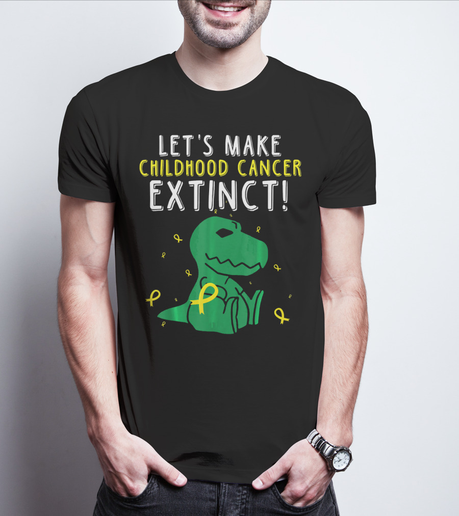 Let's Make Childhood Cancer Extinct T-Rex Dinosaur T-Shirt