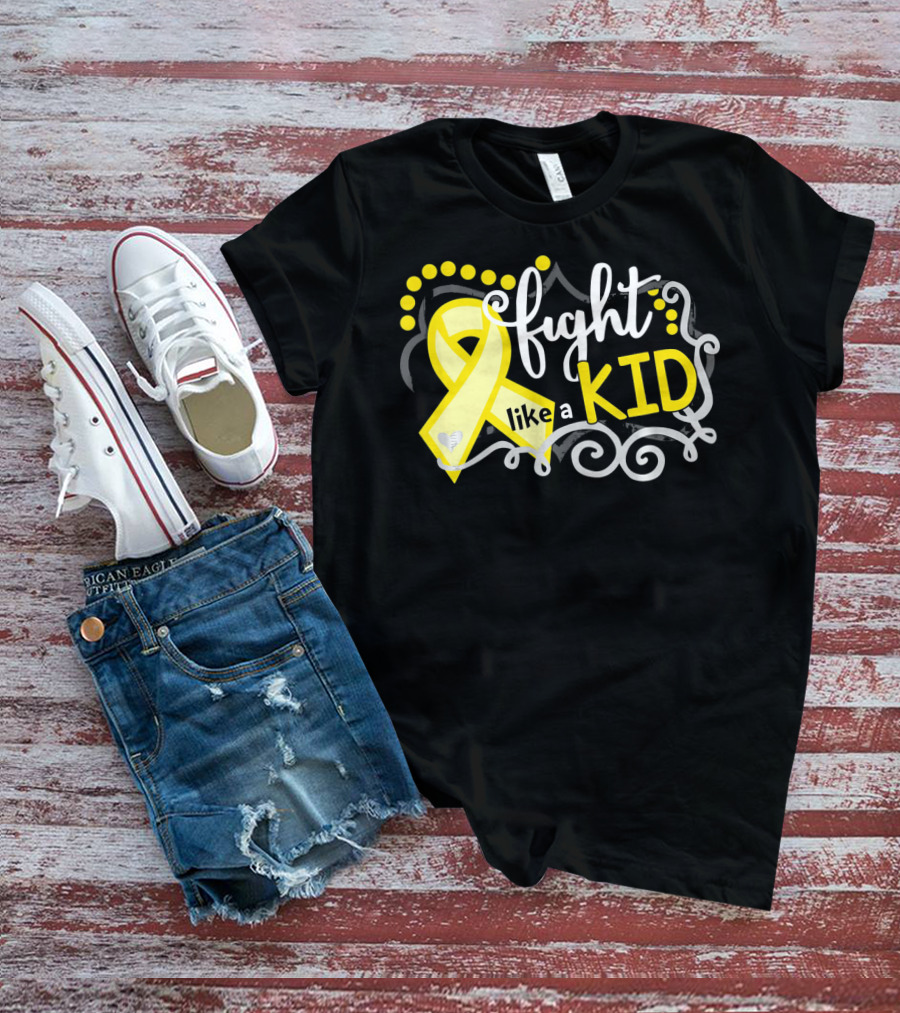 Fight Like A Kid Childhood Cancer Awareness Yellow T-Shirt